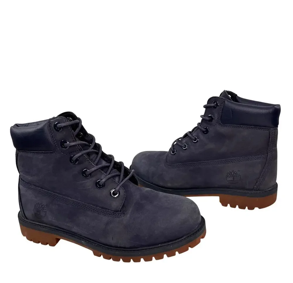 TIMBERLAND Boys Boots 6 Navy Blue Nubuck Premium Waterproof 6